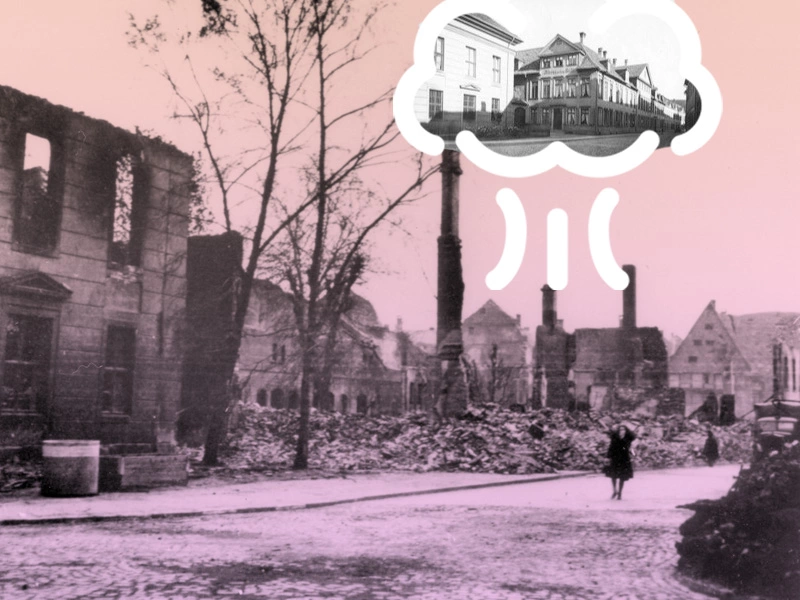 Im 2. Weltkrieg wurde das ursprüngliche Witwenhaus in der Turnierstraße völlig zerstört. Ruine des Witwenhauses 1944
